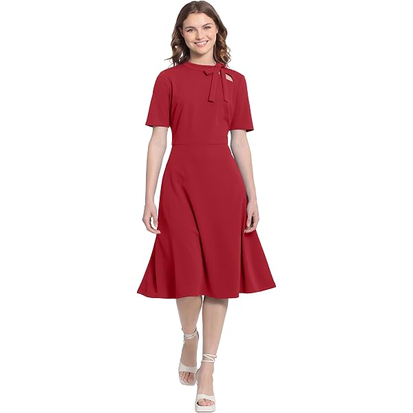 Amazon.com: DKNY Women's Knot Sleeve Fit and Flare Dress :