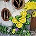 Exhart Solar Sunflower Roof Fairy House Statue - Mini Sunflower Fairy Cottage Resin Statue with Solar Garden Lights - Sunflower-Topped Resin Fairy Hut for a Whimsical Fantasy Garden 10