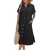 Zeagoo Women Dresses Summer Casual Short Sleeve Button Down Shirt Dresses 2026 Beach Cover Up with Pockets