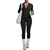 Simlakey Women Workout Sets 2 Piece Seamless Yoga Outfits Long Sleeve Zip up Jacket High Waist Leggings Athletic Gym Set