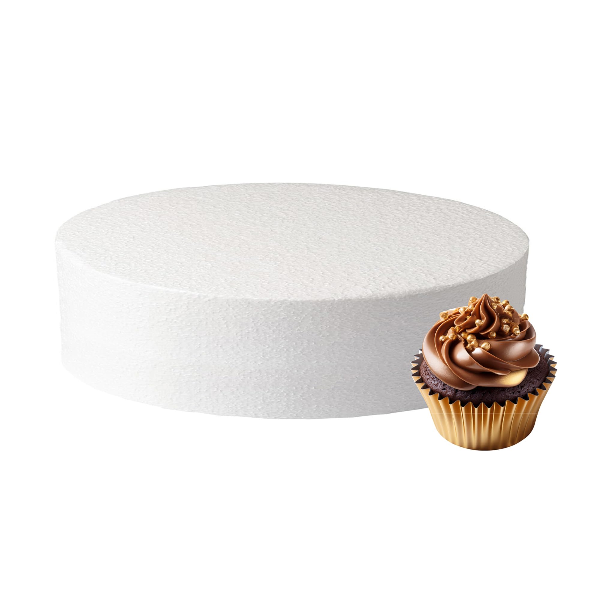 Culpitt 14" x 3" Round Cake Dummy, Straight Edge Cake Form, Practice Cake Decorating or Use for Creating Long-Lasting Displays, Smooth Polystyrene — image 1