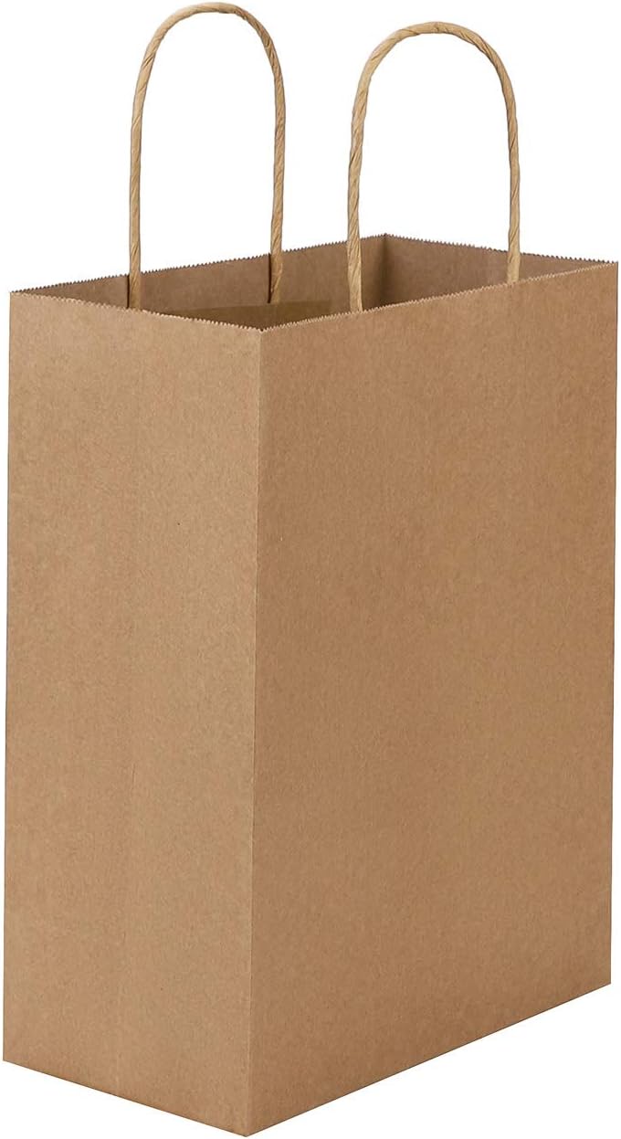 10Pcs Kraft Brown Paper Bags with Handle Paper Carrier Bags Paper Gift Bags Recycled Paper Packaging Bags for Grocery Baking Shopping Merchandise Boutique Retail Bags Food Takeaway Bags - Image 4