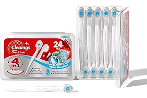 cleaings® Disposable Toothbrushes with Toothpaste Mini Travel Oral Care, 4-in-1 (Mini Brushes+Toothpaste+Tongue Scraper+Pick) Portable for Work,Camping Essentials(Intense Mint), 24 Count (Pack of 1)