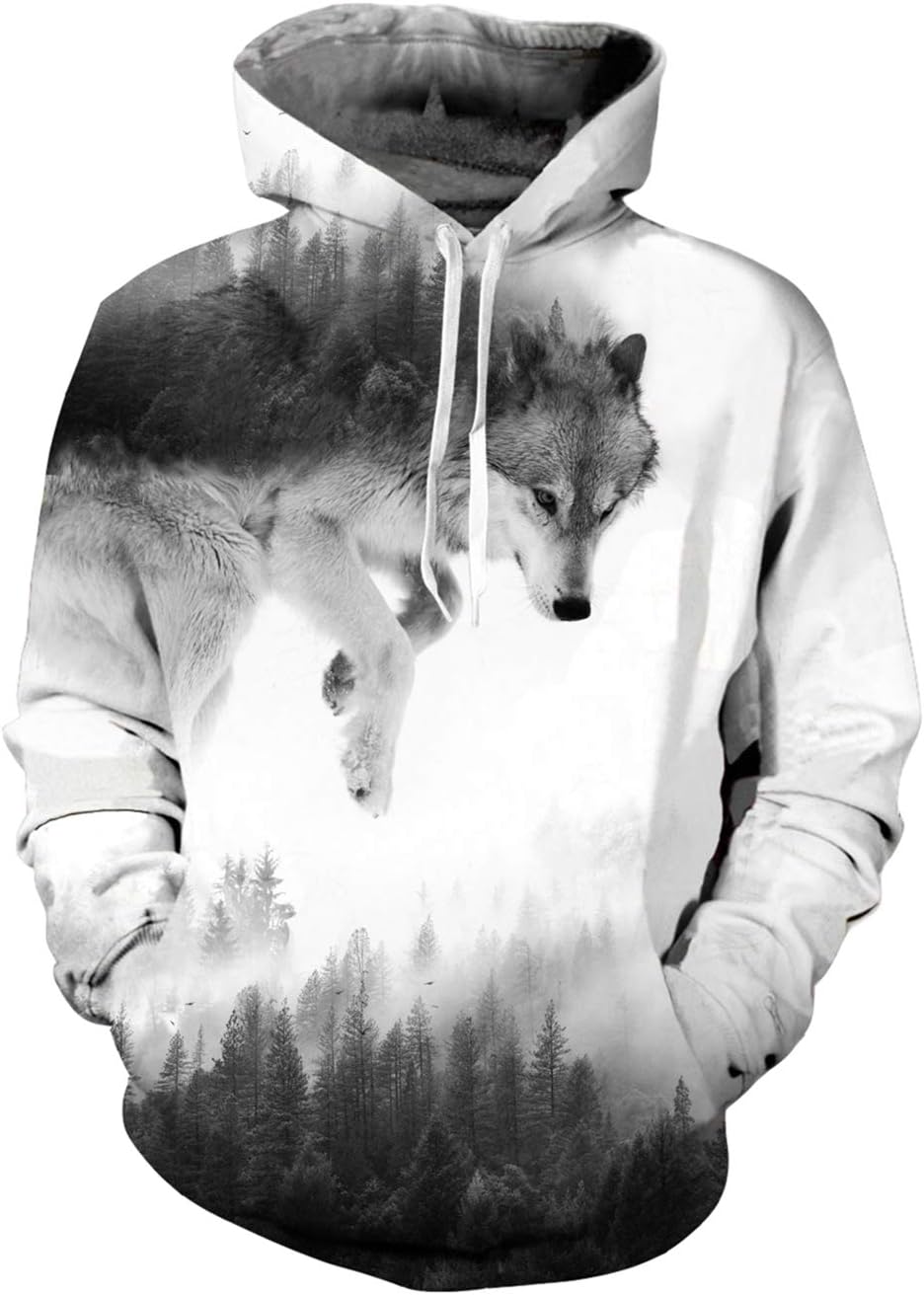 mens printed fleece pullover