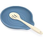 VanlonPro Silicone Spoon Rest for Stove Top - BPA-Free, Heat-Resistant Spoon Holder - Spoon Rest for Kitchen Counter - Large Cooking Utensil Rest for Spoons, Spatulas, Ladles or Tongs - Indigo