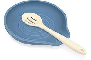 VanlonPro Silicone Spoon Rest for Stove Top - BPA-Free, Heat-Resistant Spoon Holder - Spoon Rest for Kitchen Counter - Large Cooking Utensil Rest for Spoons, Spatulas, Ladles or Tongs - Indigo