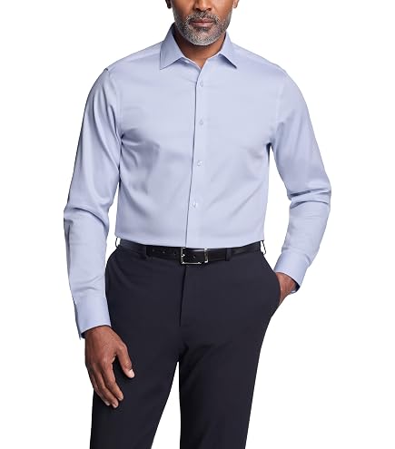 Calvin Klein Men's Dress Shirt Slim Fit Refined Cotton Stretch : Clothing, Shoes & Jewelry