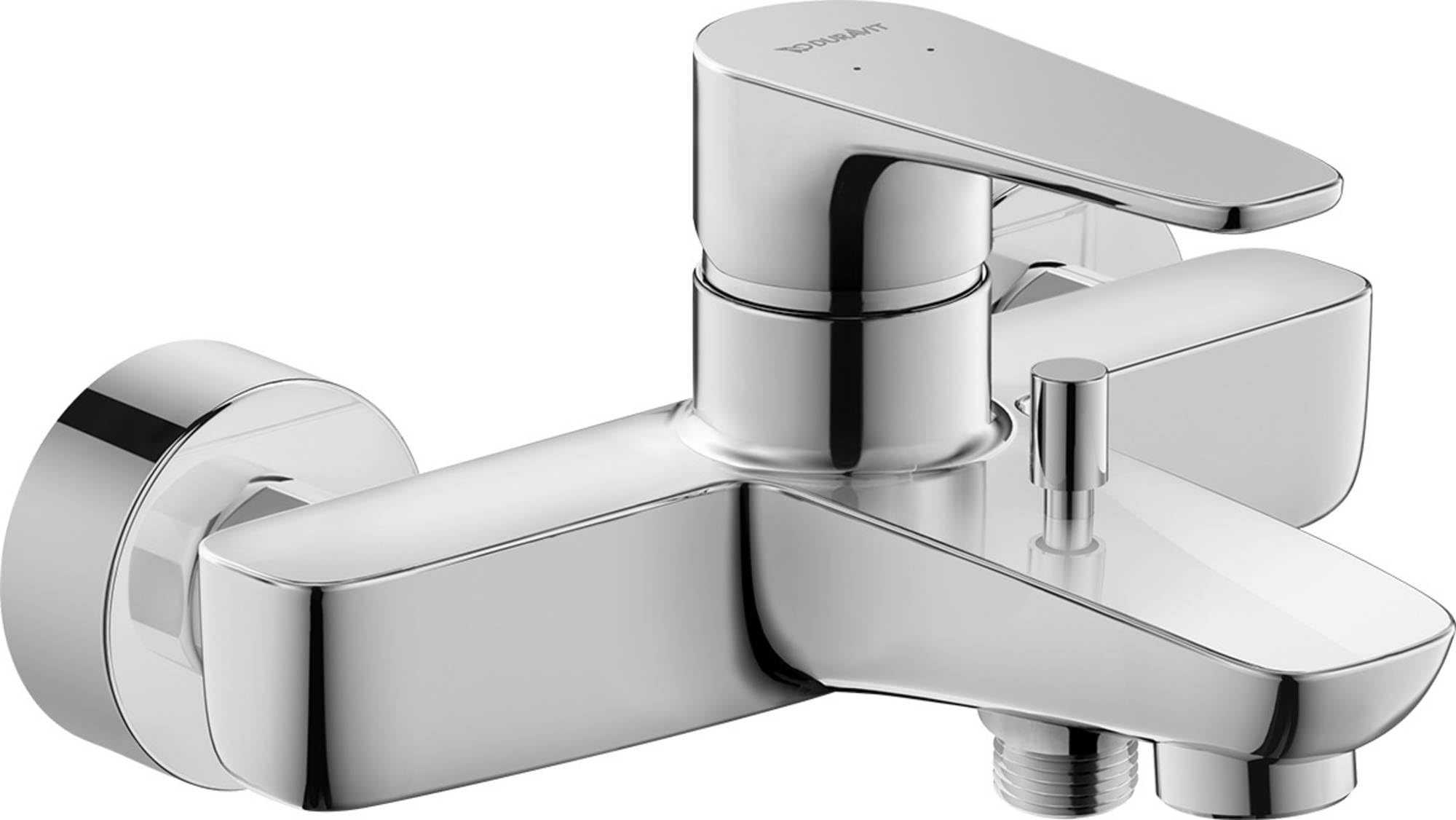 Duravit B.1 Surface-Mounted Bath Mixer Tap for 2 Consumers with Diverter Valve, Single Lever Bath Mixer with Ceramic Mixing System, Bath Tap in Chrome