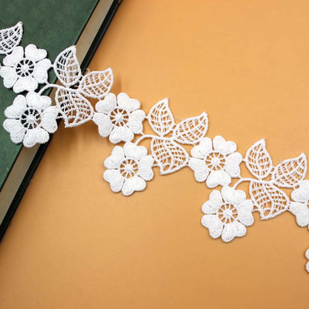 10 Yard 5.5 cm Vintage White Flowers Leaves Lace Ribbon Crochet Lace Trim Crochet Lace Trim Lace Trim Decorative Ribbon for DIY Sewing Clothes Border Table Cloth Curtain Decoration