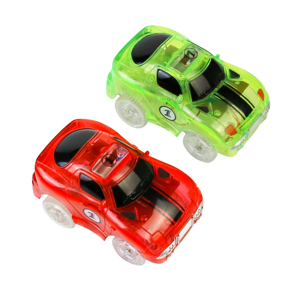 Akokie Glow Cars with 2 LED Glowing Race Cars Toy, 2 Pcs Glow in the Darkness for Kids 3 4 5 6 7 8 (Glow Car of 2)