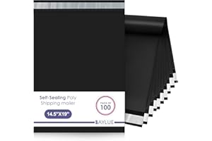BAYLUE Black Large Poly Mailers 14.5x19 Inch #7 | Strong Adhesive Self-Seal Mailer Bag | Tear Tamper, Water Resistant Shipping Envelopes | Thick Strong polymailer Bags | Clothing Shipping Bags | 100 Pcs Bulk