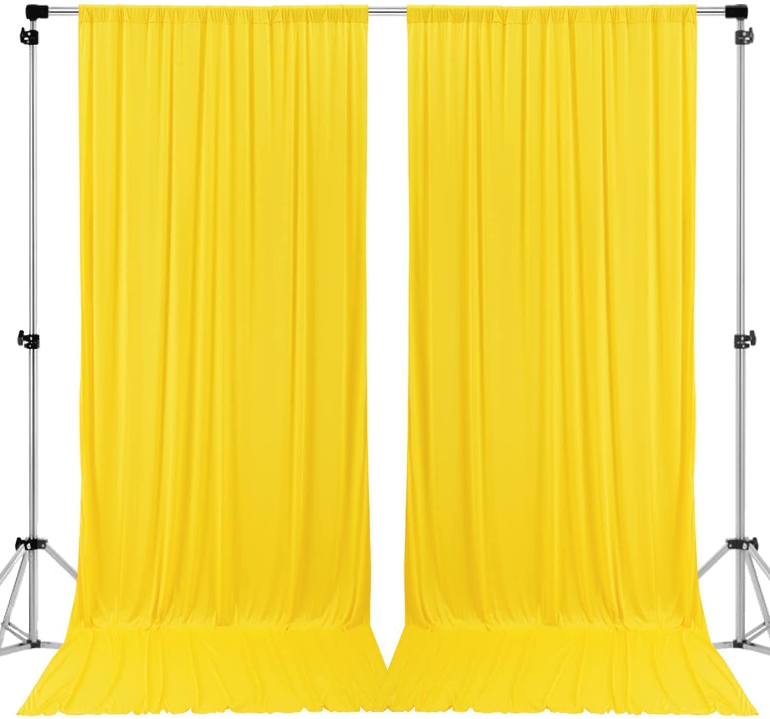 AK TRADING CO. 10 feet x 10 feet Polyester Backdrop Drapes Curtains Panels with Rod Pockets - Wedding Ceremony Party Home Window Decorations - Lemon Yellow Image