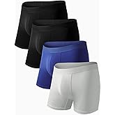Auxo Mens Boxer Briefs Underwear Modal Breathable No Riding Up Moisture Wicking 4 Pack