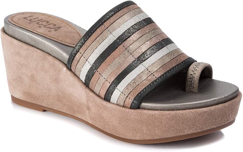 striped wedge sandals