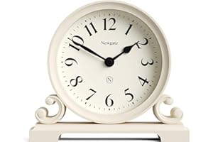 NEWGATE® Divisadero Mantel Clock | Traditional Double Scroll Design | Vanilla Cream | Classic Style for Desk, Table top, Shelf or Bedside