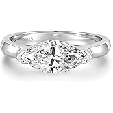 VISDIV 2CT Engagement Ring for Women Marquise Cut 925 Sterling Silver AAAAA Cubic Zirconia CZ Wedding Band Promise Ring For Women Solitaire Simulated Diamond Silver/Gold Size 5-10