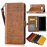 Galaxy Note 8 Case, Ranyi [Retro Leather Wallet] [Card Slots/Holder] [Kickstand Feature] Luxury Flip Retro Style Premium Leather Magnetic Wallet Case for Samsung Galaxy Note 8 (2017), brown