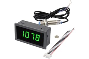 uniquegoods 4 Digital Green LED Tachometer RPM Gauge Speed Meter with Hall Magnet Sensor NPN-NO Switch for Lathe Conveyor Belt