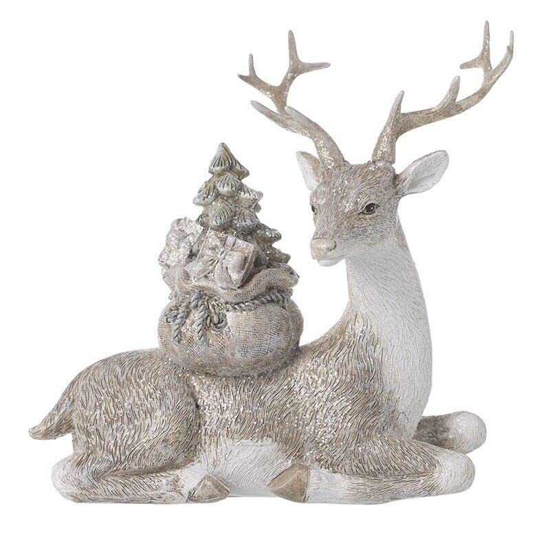 Heaven Sends Large Stag with Sack Gifts Figurine Ornament 16.5cm Tall