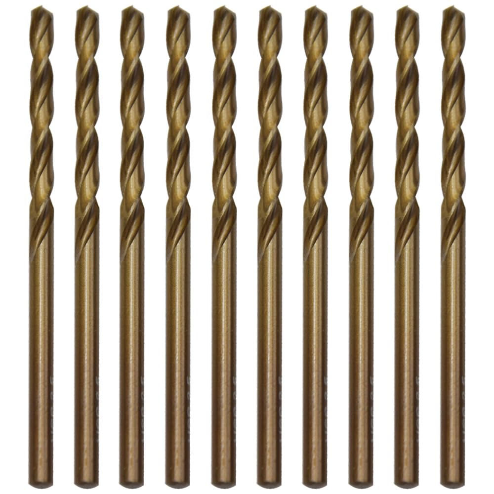 CEEYSEE 10Pcs Drill Bits 3.5mm HSS Drill Bit Straight Shank Twist Drill Bits Titanium Jobber Drill Bit Sets for Stainless Steel,Aluminum, Plastic and Wood (3.5mm/MHZT)