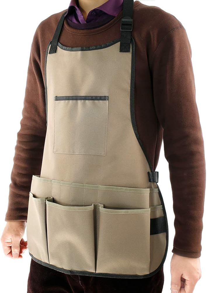 Gardening Apron Waterproof Garden Apron with 10 Pockets Adjustable