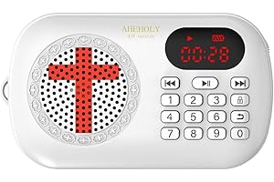 AHEHOLY Portable Audio Bible Player, KJV Scripture Audio Device, Offline Rechargeable, Simple Button Design, White