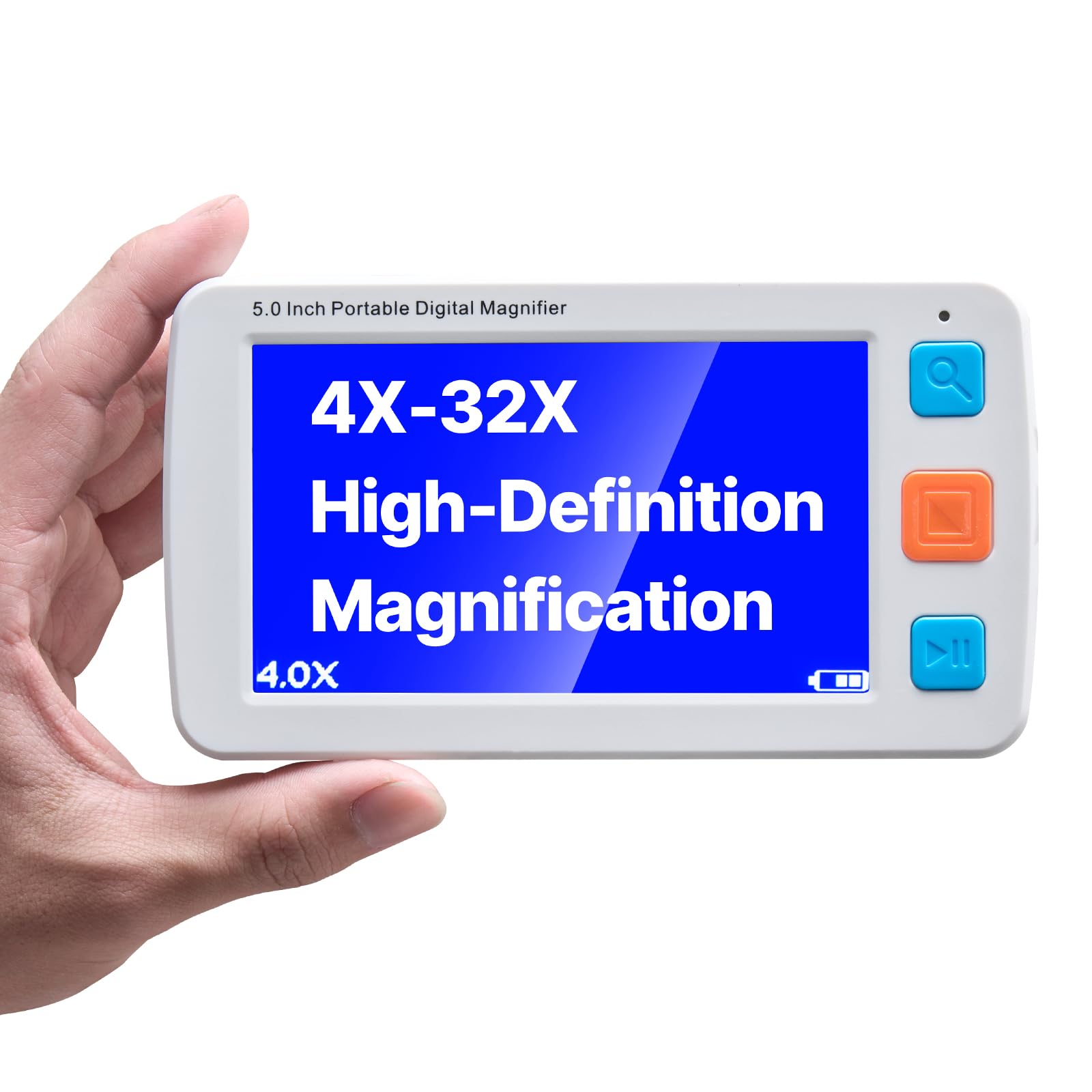 Photo 1 of VEVOR Portable Digital Magnifier, 5-inch HD Electronic Video Magnifier for Low Version, 4X - 32X Zoom Electronic Reading Aid with 17 Color Mode, AV Output, Foldable Handle & 5-Level Screen Brightness