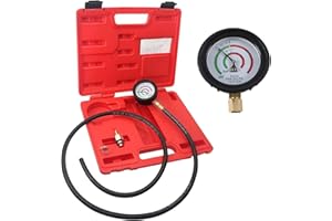 FXTUL Exhaust Back Pressure Tester with 6-Foot Hose, Exhaust Back Pressure Gauge 2.5" Gauge with Rubber Protector Two Multi-Colored Bands Catalytic Converter Test Kit with Adapter (M12&M18)