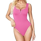 Avidlove Bodysuits for Women Button Down Square Neck Sleeveless Body Suit Snap Closure Double Lined Tank Tops Bodysuit