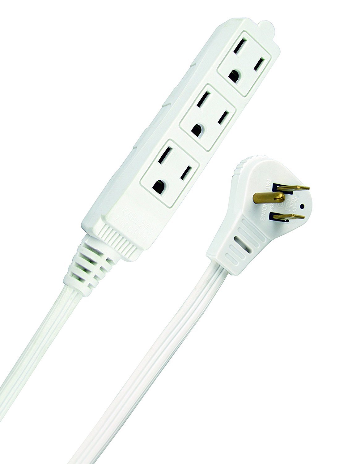 Photo 1 of Woods SlimLine Angled Flat Plug Extension Cord; Space Saving Flat Design; 3 Grounded Outlets; 13-Foot; 13 Amps; 1625 Watts; 125 Volts; UL Listed; 2232