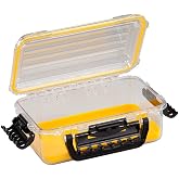 Plano Guide Series 3600 Field Box Waterproof Case, Medium, Waterproof Dry Box with Wrist Strap for Boat, Kayak, and Camping, Outdoor Gear Storage, 11"L x 7"W x 4"H, Clear/yellow