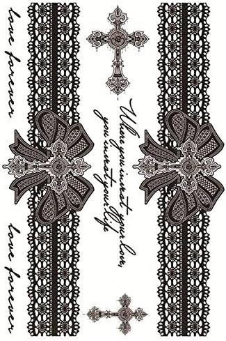 Yeeech Temporary Tattoos Sticker for Women Cross Lace Bangle Armband Sexy Products Body Art Makeup Waterproof