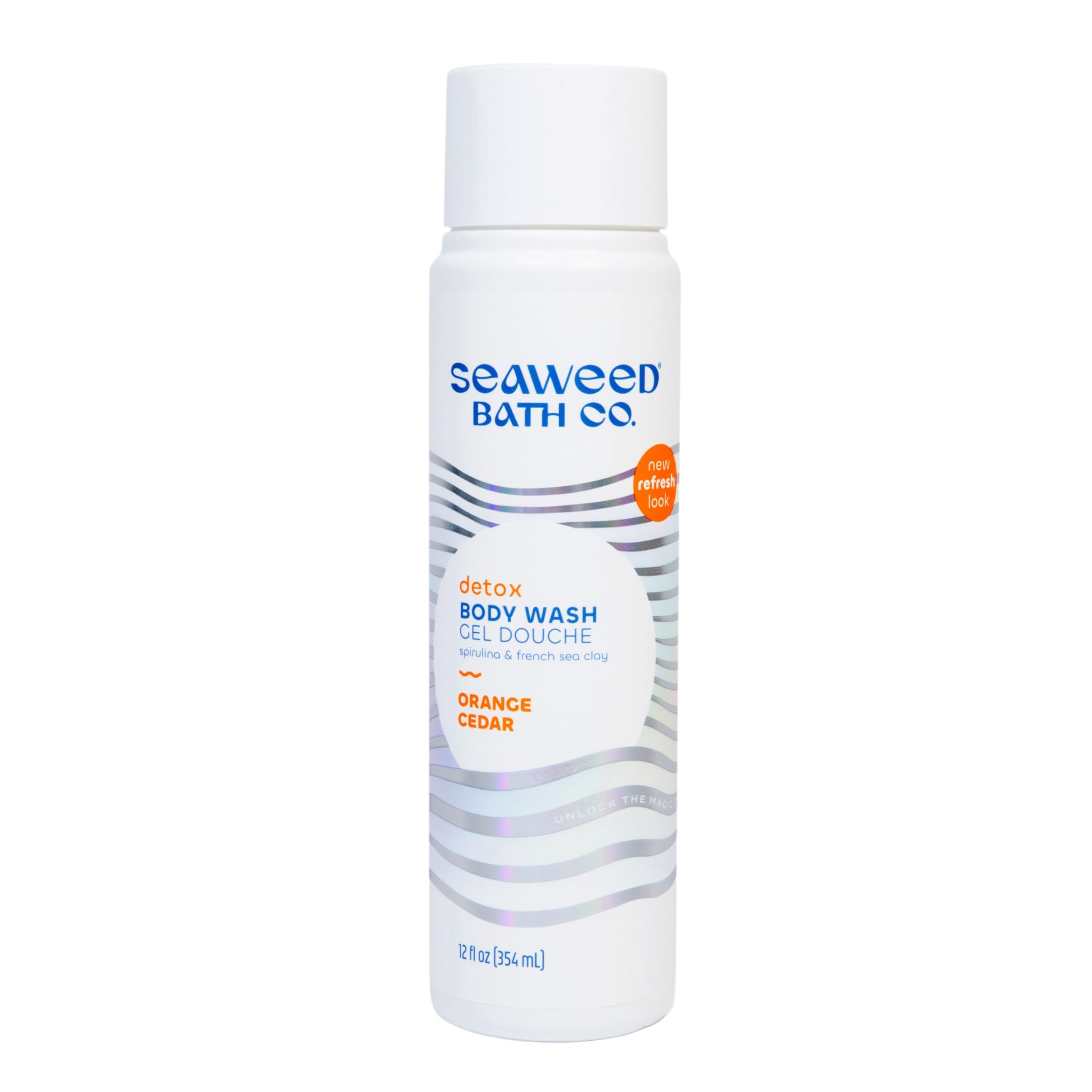 Seaweed Bath Co. Detox Body Wash, Orange Cedar Scent, 12 Ounce, Shower Gel for Men & Women, Vegan, Paraben Free, Sulfate Free, Cruelty Free