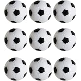 TOSAMZOO 9 Pieces Foosball Table Replacement Foosballs, 32mm Game Table Size Black and White Tabletop Soccer Balls