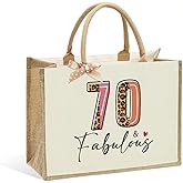 WFDN Jute Canvas Tote Bag for Women - 40th 50th 55th 60th 65th 70th 75th 80th Birthday, Mother's Day, Christmas Gift