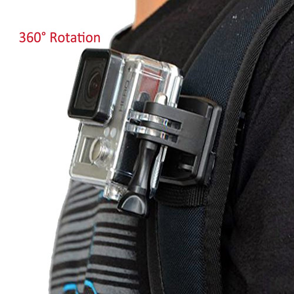 MyArmor Backpack Bag Strap Quick Release Clip Clamp Mount with Stainless Steel Safety Tether Keeper Lanyard 30cm for GoPro Hero 5/4/3/2/HD Action Camera