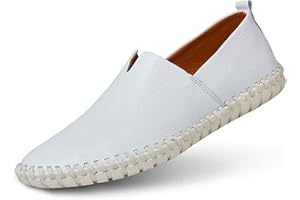 MITVR Men's Genuine Leather Loafer Shoes Slip On Soft Walking Driving Shoes