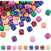 DICOSMETIC 300Pcs Acrylic Dice Beads Bulk Random Color Cube Loose Bead Colorful Dice Spacer Bead Small Fun Beads for Bracelet Necklace Earring DIY Jewelry Making, Hole: 1.2mm