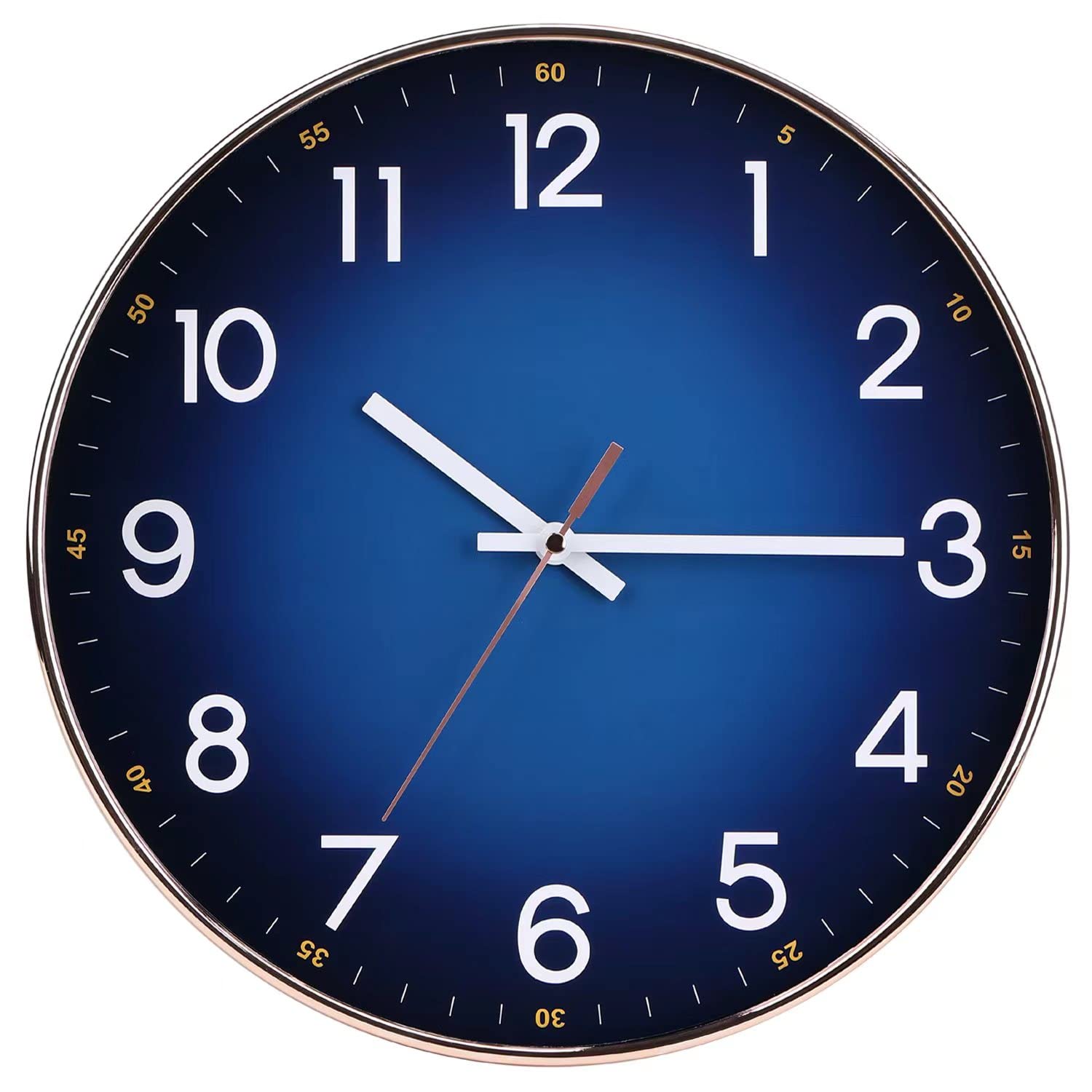 EMITDOOG 12 Inch Modern Navy Blue Rosegold Wall Clock, Silent Quartz, Perfect for Home, Office, Classroom
