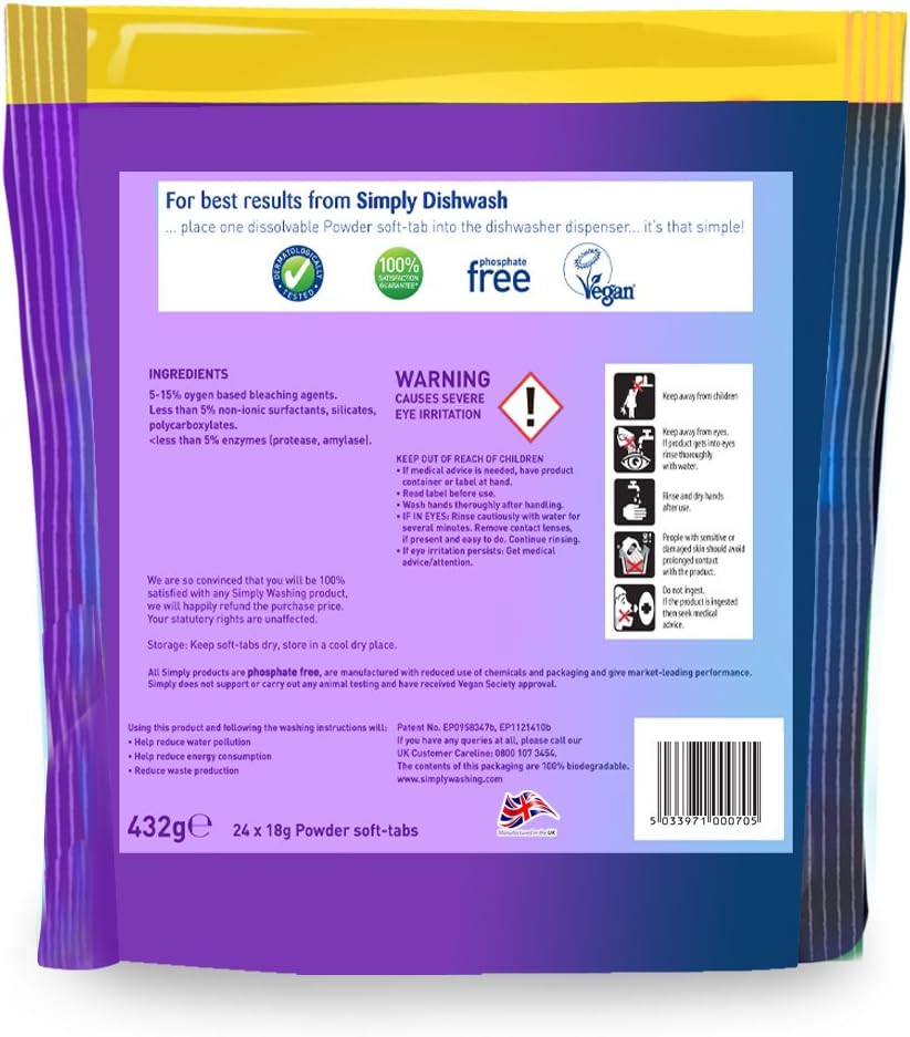 Simply Dishwash - Pack of 100 Washes Dishwash powder pods, 100 count (Pack of 1) - Image 4