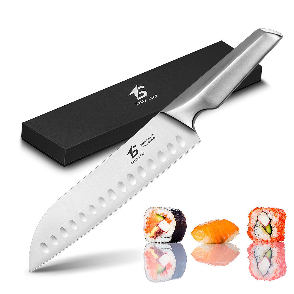 SALIX LEAF Japanese sushi Knife 7 inch Kitchen Santoku Chef Knife with