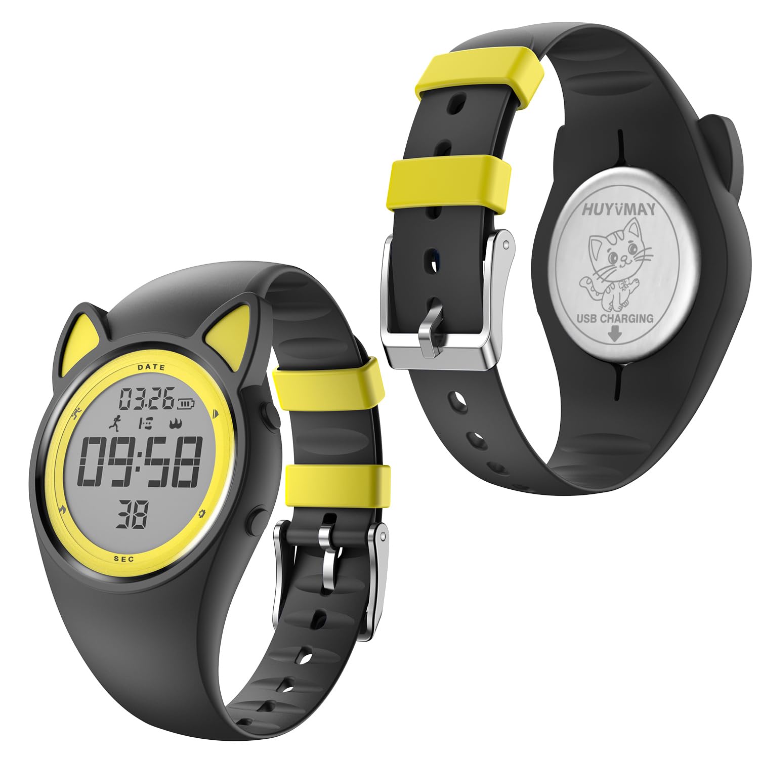 HUYVMAY Kid's watch with Pedometer, No App No Bluetooth Fitness Tracker Watch for Girl Boy Kids, IP68 Waterproof Digital Watch with 2 Alarm Clocks, Stopwatch, Distance/Calories/Step Counter