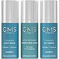 QMS Medicosmetics Day + Night 3-Step Core Routine for Sensitive Skin – Includes Collagen Day Serum, Collagen Night Serum + 7% AHA Exfoliant Resurfacing Liquid – Reduces Signs of Aging