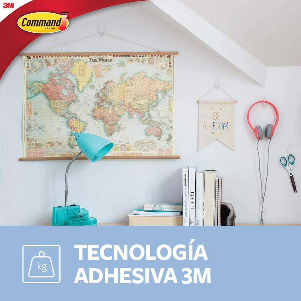 Command Large Hook, Pack 1 Hook and 2 Adhesive Strips, Transparent - Damage Free Hanging - Holds up to 1.8kg - Image 4
