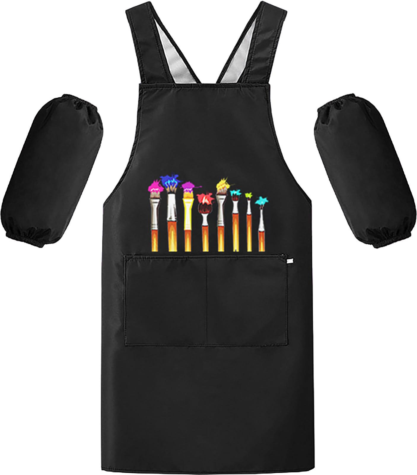 MESU Kids Art Smock Aprons Child Chef Apron for Art Painting Cooking Black L