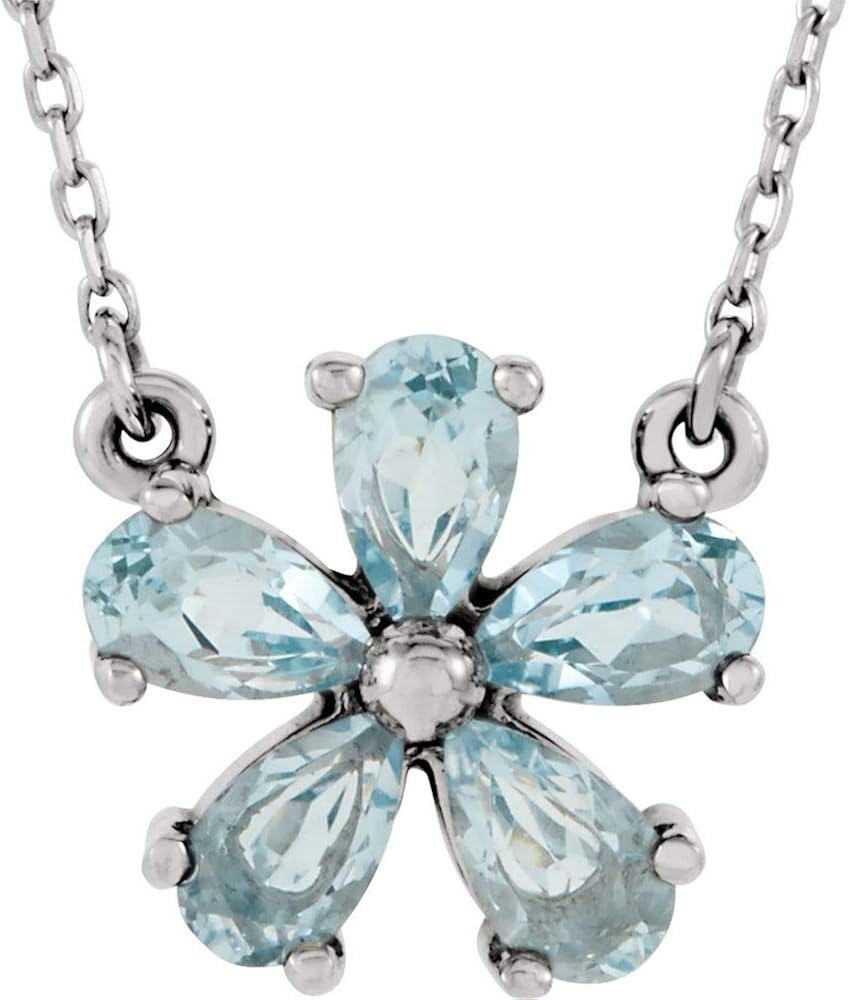 14ct White Gold Sky Blue Topaz Necklace, 16": Amazon.co.uk: Jewellery