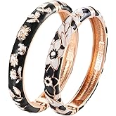 UJOY Bangles Bracelets Gorgeous Enameled Flower Cloisonne Plated Indian Jewelry Sets Box for Womens Gift