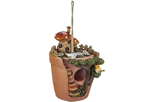 VP Home Hanging Bird Houses for Outside, Hand-Painted Bird Houses for Outdoors Decorative Birdhouses (Flowerpot) Solid Made for Bluebirds, Sparrows, Chickadees and Purple Martins