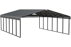 Arrow Carports Galvanized Steel Carport, Double Car Metal Carport Kit, 20' x 29' x 9', Charcoal