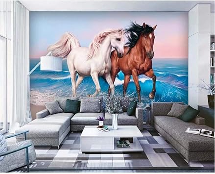 Wuyyii Foto Personalizada 3d Pareja Caballo Pintura Pared Video